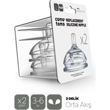 Gray Line Gry Comotomo Silikon 2'li Biberon Emziği Orta Akış 3-6 Ay Nel1