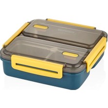 Vagonlife Paslanmaz Çelik Üç Bölmeli Yemek Kabı 3 Bölmeli - Lunch Box BL50350-3 950 ml Mavi