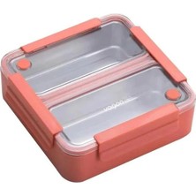 Vagonlife Paslanmaz Çelik Bölmeli Yemek Kabı 2 Bölmeli - Lunch Box BL9807-2 1100 ml - Somon