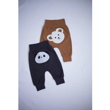 Softleaf Bebek Baskılı Şalvar Pantolon 2’li Set – Panda & Ayıcık
