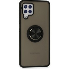 Gray Line Gry  Samsung Galaxy A22 Kılıf Montreal Yüzüklü Silikon Kapak - Siyah Nel1