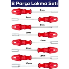 Moonshop Pro Seri 6-7-8-9-10-11-12-13 8 Parça Lokma Takımı Lokma Tornavida Ev ve Sanayi Kullnıma Uygundur.