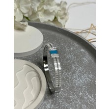 Kelepçe Model Mavi Taşlı Bileklik