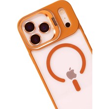 Gray Line Gry  Apple iPhone 17 Pro Max Remim Lensli Magsafe Standlı Kapak - Turuncu Nel1