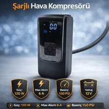 Nzb Şarjlı Hava Kompresörü Taşınabilir 150 Psı Araba Bisiklet Motor Top Lastik Şişirme Dijital Ekranlı