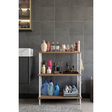 Barin Design 3 Raflı Çevir Tak Beyaz Telli Metal Gövdeli Çok Amaçlı Banyo Rafı ve Organizer Raf Banyo Dolabı