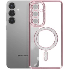 Gray Line Gry  Samsung Galaxy S26 Joke Simli Magneticsafe Kılıf - Pembe Nel1