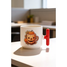 BB Design Bardakta Ananas Tasarımlı Kırmızı T Kulplu Seramik Baskılı Kupa Bardak 250 ml