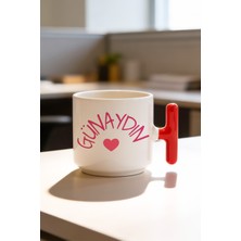 BB Design Günaydın Tasarımlı Kırmızı T Kulplu Seramik Baskılı Kupa Bardak 250 ml
