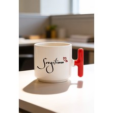 BB Design Sevgilim Tasarımlı Kırmızı T Kulplu Seramik Baskılı Kupa Bardak 250 ml