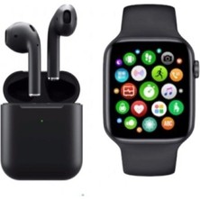 Pazariz Akıllı Saat T500 1.54 Ekran Boyutu ve Airpods 12 Kablosuz Kulaklık Siyah Bluetooth Bağlantısı