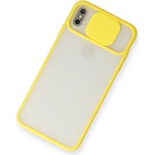 Gray Line Gry  iPhone Xs Max Kılıf Palm Buzlu Kamera Sürgülü Silikon - Sarı Nel1