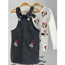 Lillypicca Kız Çocuk Baskılı Fitilli Badi ve Nakışlı Kot Salopet Takım