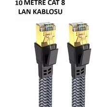 MegaSepet Mey Ithalat® Cat 8 Lan Kablosu –ethernet Kablosu Örgü Kaplama, Yüksek Hızlı (10 Metre)