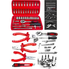 Moonshop 50 Parça Lokma Takımı Cırcırlı 1/4" Wrench Set Yüksek Kalite Kombinasyon Alet Seti Pense