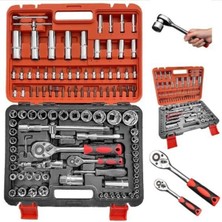 Moonshop Profesyonel 1/2 ve 1/4 Cırcırlı Lokma Anahtar Takımı Bits Uç Seti 108 Parça