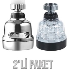Moonshop 2 Adet Krom ve Şeffaf 3 Fonksiyonlu Musluk Başlığı Yedek Set