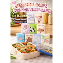 M&H 3 Bölmeli Beslenme Seti: 1 Adet Yemek Kabı ve 9 Adet Kağıt Mendil