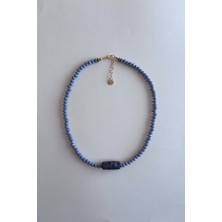 Merse Atelier Açık Gri Cam Kristal Boncuklu Hint Cam Boncuk Detaylı Kolye I No:03