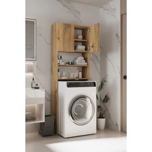 Plato Çamaşır Makinesi Dolabı 4 Raflı 2 Kapaklı Çamaşır Makinesi Dolabı Banyo Dolabı