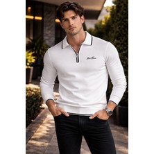 Loro Piana Polo Yaka Ferfuarlı Regülarfit Şeritli Triko Kazak