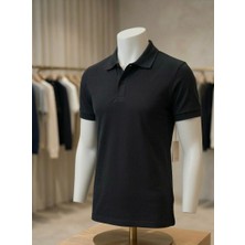 Şen Bebe Unisex Siyah Kısa Kollu Polo Yaka Regular Kalıp Tişört