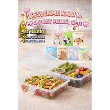 M&H 4 Bölmeli Beslenme Seti: 1 Adet Yemek Kabı + 9 Adet Kağıt Mendil