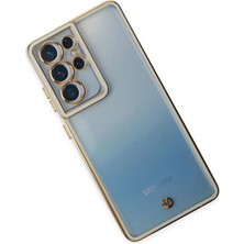 Gray Line Gry  Samsung Galaxy S21 Ultra Kılıf Liva Lens Silikon - Beyaz Nel1
