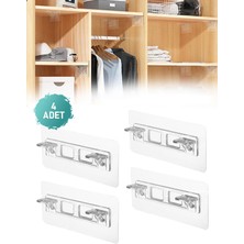 Soillium 4 Adet Yapışkanlı Raf Destek Aparatı Dolap Içi Raf Tutucu Sabitleme Klipsi Askı 4'lü Raf Sabitleyici
