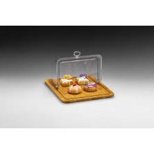 Biradlı Roll Top Kapaklı,kare, Ahşap Teşhir Tepsisi