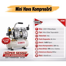 Badem10 Yağsız 8 Bar EWS06 Sessiz Kompakt Kolay Taşınabilir Tekerleksiz Hava Kompresörü 6 Litre 1.5 Hp