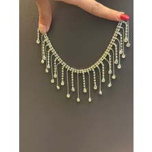 Gönülden Tasarım 22 cm Zirkon Taş Püsküllü Şerit Dikiş Aksesuarı