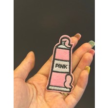 Gönülden Tasarım Ütü Ile Yapışan Pink Yazılı Arma Dikiş Aksesuarı 7x4 cm