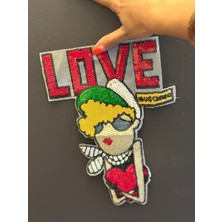 Gönülden Tasarım Pul Payet Işleme Love Yazılı Kız Arma Dikiş Aplike  28X20 cm