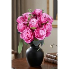 Yapay Çiçek Sitesi Premium Yapay Gül Demeti 13 Dal 28 cm Pembe