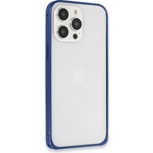 Gray Line Gry  iPhone 15 Pro Metal Bumper Mat Kapak - Lacivert Nel1