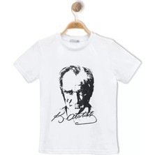 Alme ATATÜRK BASKILI ÇOCUK TİŞÖRT %100 Pamuk (Bir Beden Büyük Önerilir)