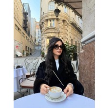 Kürk Detaylı Kemerli Kadın Ceket