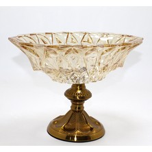 ForWhat Büro Ev Ofis Hediyesi Için  Eskitme Ayaklı Golden Dekor Cam Sunumluk Şekerlik