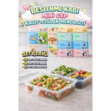 M&H 4 Bölmeli Beslenme Seti: 1 Adet Yemek Kabı + 9 Adet Kağıt Mendil + 8 Adet Islak Mendil