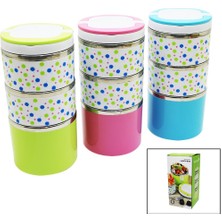 İntora Çi̇çekli̇ 3lü Sefer Tasi - Saklama Kabi Renkli̇ 1.26LT