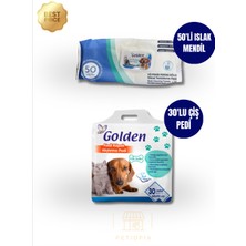 Golden Çiş Pedi 30'lu 60X90CM ve Kedi Köpek Çok Amaçlı Islak Temizlik Mendili 50'li