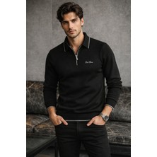 Loro Piana Polo Yaka Ferfuarlı Regülarfit Şeritli Triko Kazak