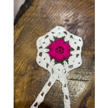 Gönülden Tasarım Püsküllü Örme Triko Çiçek Motif Arma Dikiş Aplike 11X11 cm