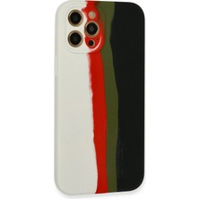 Gray Line Gry  iPhone 12 Pro Max Kılıf Ebruli Lansman Silikon - Beyaz-Siyah Nel1