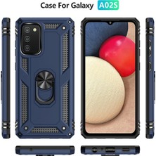 Gray Line Gry  Samsung Galaxy A03S Kılıf Sofya Yüzüklü Silikon Kapak - Lacivert Nel1