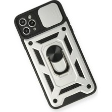 Gray Line Gry  iPhone 11 Pro Kılıf Pars Lens Yüzüklü Silikon - Gümüş Nel1