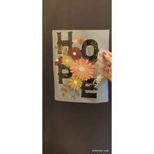 Gönülden Tasarım Ütü Ile Yapışan Çiçekli Yazılı Kumaş Trasnfer Baskı Arma 25X20 cm