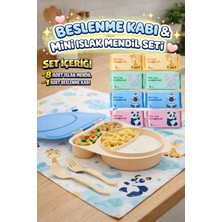 M&H 3 Bölmeli Beslenme Seti: 1 Adet Yemek Kabı + 8 Adet Islak Mendil