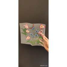 Gönülden Tasarım Ütü Ile Yapışan Renkli Çiçekli Transfer Baskı Arma 22X21 cm